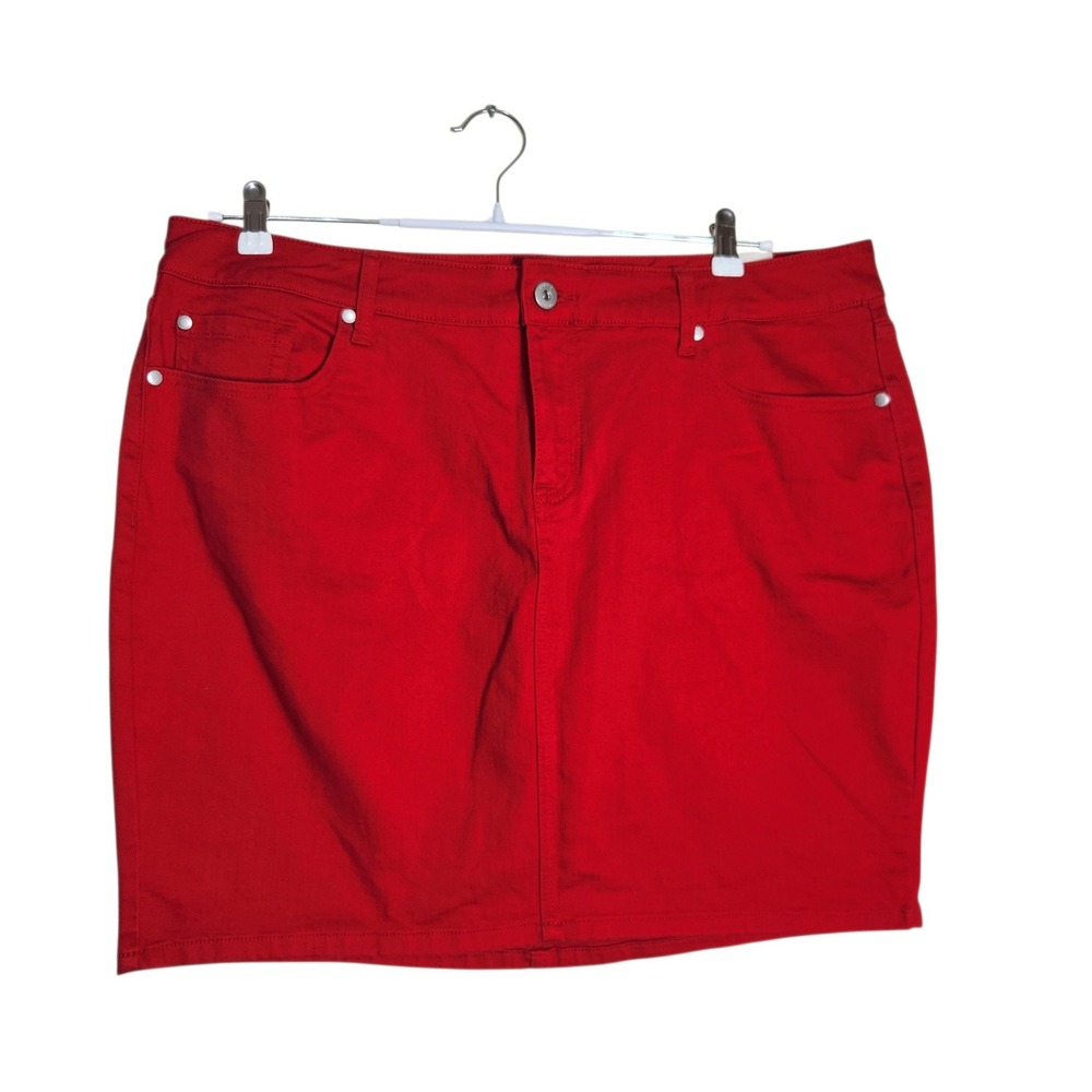 Torrid Denim Red Mini Skirt First At Fit Stretch Plus Size 20 NWT